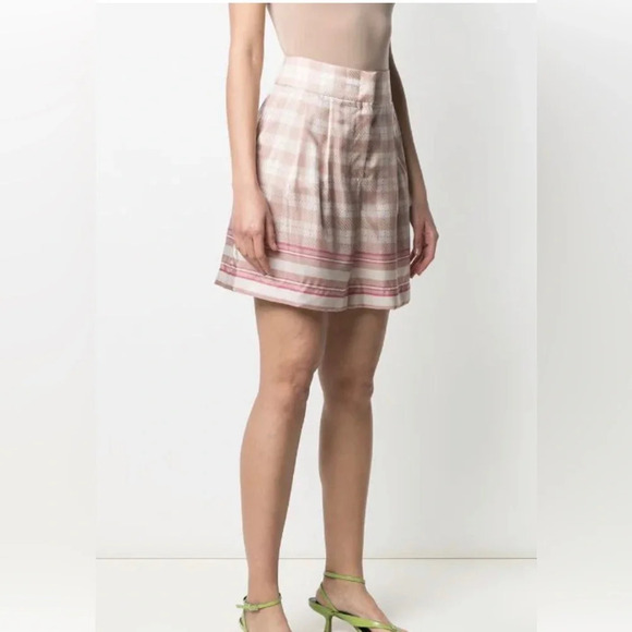 ! Alberta Ferretti high-rise check-print satin shorts sz 6 - Picture 3 of 10